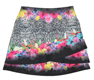 CUTE LUCKY IN LOVE SMALL Layered 17" Skort Skirt With Shorts Multicolor Floral