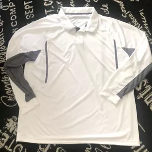 HOLLOWAY GOLF Mens XXL Gray White PERFORMANCE Active POLO Knit SHIRT Top L/S 2X - Picture 1 of 8