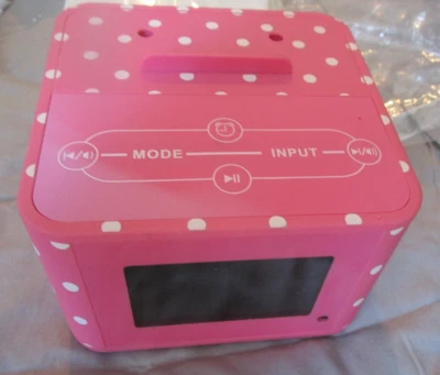  Pottery Barn Teen Triple C Groove And Go Bluetooth Alarm Clock bright pink dot - Image 1 of 4