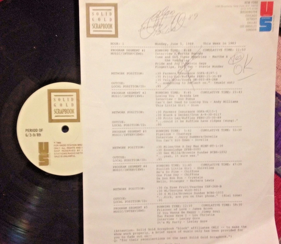 RADIO SHOW: 6/5/89 THIS WEEK '63! BRENDA LEE, LESLEY GORE, CHIFFONS,DOVELLS,DION - Image 1 of 1