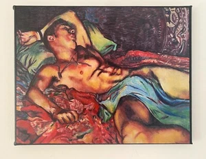 Nude painting mixed media erotic impressionist modernist man male nude - Picture 1 of 9