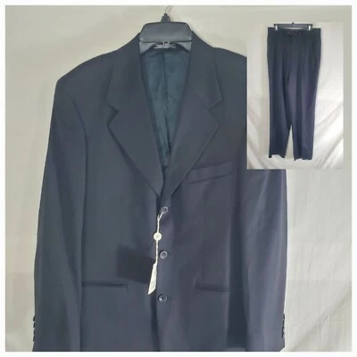 *Cerruti 1881 Hombre Negro Super 100s Lana 3 Botones Blazer 2 piezas Traje 48R 32x35 Nuevo Foto 1 de 4