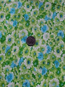 1 3/8 yds Green, White and Blue Flowers Fabric Traditions Sewing Fabric - Picture 1 of 3
