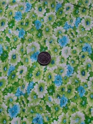 1 3/8 yds Green, White and Blue Flowers Fabric Traditions Sewing Fabric - Image 1 of 3