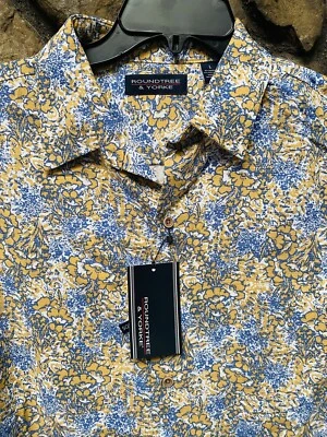 ROUNDTREE & YORKE Floral Print S/S Camp Shirt Sz M,L,XL Golden NWT$45 ST5WR646 - Image 1 of 4