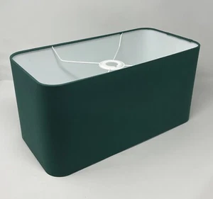 Pantalla de lámpara verde oscuro algodón redondeada sombra rectangular - Imagen 1 de 6