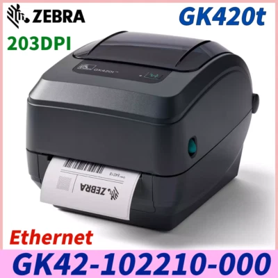 Zebra GK420T Direct + Thermal Transfer 203dpi Printer Ethernet GK42-102210-000 - Image 1 of 4