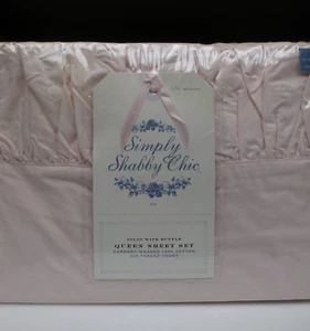 New Rachel Ashwell Simply Shabby Chic Pink Ruffled Sheet Set - Queen - Picture 1 of 18