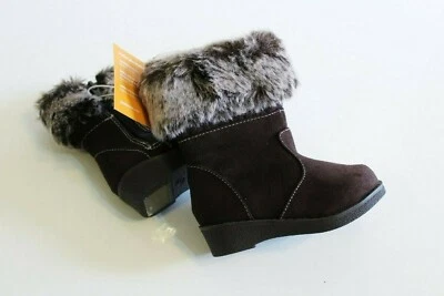 Gymboree 女孩靴子婴儿幼儿 5 码棕色人造麂皮绒冬季欢呼 — 第 1/3 张图片