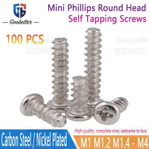 Mini Phillips Round Head Self Tapping Screws Small Bolts Nickel Plated M1 - M4 - Picture 1 of 6