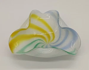 Vidrio artístico de Murano de colección Jordan Imports #3040 a rayas verde azul amarillo - Imagen 1 de 12