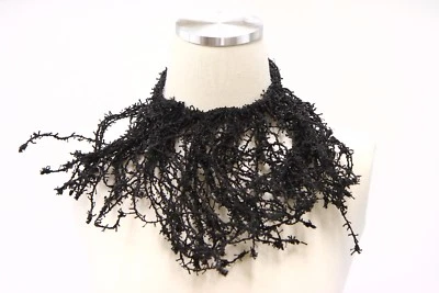 NWT$995 Brunello Cucinelli Textured Fabric Fringe Collar Choker W/925Silver A176 - Image 1 of 4