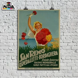 Kopie Autor POSTER Vintage Poster Sanremo Ospedaletti Bordighera Ligurien - Bild 1 von 3