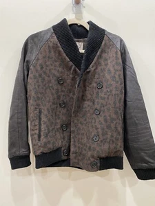 Sea NY Gr. 4 Leoprint Lederärmel Bomberjacke Wollmantel Animal Promt - Bild 1 von 5