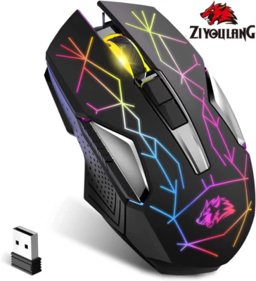 Wireless Rainbow RGB Backlit Gaming Mouse 2.4G USB Receiver for Windows/Mac - Image 1 of 4