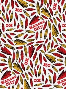 Kansas City Chiefs, NFL, Football, KC Feathers Fabric! Cotton•1yd•BTY•FASTSHIP - Picture 1 of 3