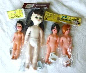 4 NUEVAS Muñecas Artesanía y Artesanía de Fibra 7.5" y 11.5" Muñecas-con Zapatos y Soportes-Ojos Dormidos - Imagen 1 de 4