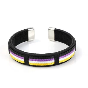Brazalete de silicona unisex no binario orgullo arco iris rayas negro nuevo - Imagen 1 de 1