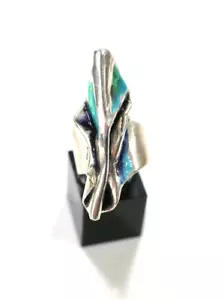 Designer-Ring - Ehinger + Schwarz - blau-grüne Emaille - 925er Sterling Silber - Bild 1 von 10