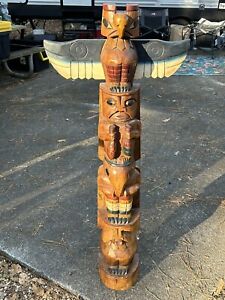 Hand Carved Wooden Totem Pole 