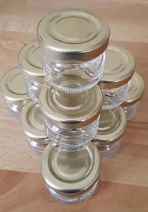 Miniglas Tiegel 30ml mit Deckel Salbentiegel Schmuckglas 10 Stück gold - Bild 1 von 3