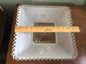 Antike große 11" mattierte weiße geschliffene Glasschirm Deckenleuchte Befestigung quadratisch - Bild 1 von 10