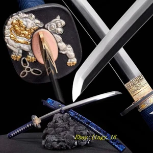 Battle Ready Wakizashi Brass Lion Sword Sharp T10 Steel Japanese Samurai Katana - Picture 1 of 14