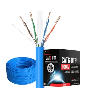 Cable de red Ethernet de cobre sólido CAT6 1000 pies azul ETL CMR 23 AWG - Imagen 1 de 13