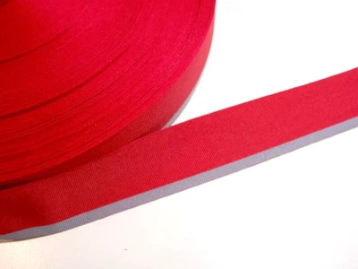 Red With Gray Stripe Grosgrain Ribbon 1 1/2" wide x 10 yards Polyester B53 - Image 1 of 4