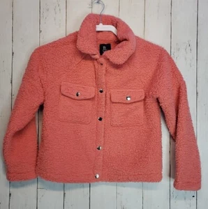 Art Class Girl's Size M Medium 7-8 Sherpa Button Up Jacket Shacket Coral NEW - Picture 1 of 8