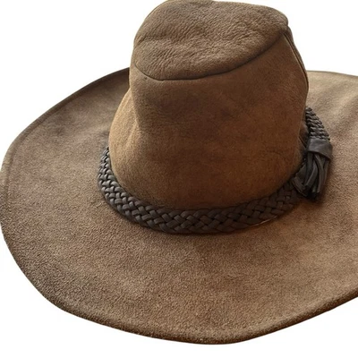 Suede Shearling Rancher Cowboy Hat Men Size 7 1/8 Made in USA Vintage Western - Image 1 of 4