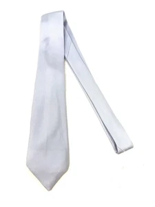 #1 MENS Ben Silver Hand Made in England Solid Blued Silver Ribbed Twill Silk Tie - Picture 1 of 5
