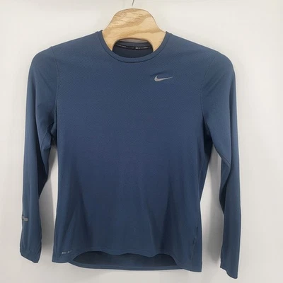 Nike Dri-FIT Running Long Sleeve Shirt Men's Size Large Blue Athletic Top - Image 1 of 4