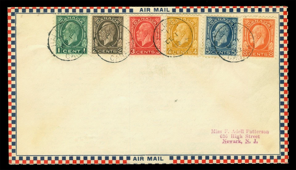 CANADA 1932 KGV 1c to 8c Sc#  195-200 used on FDC cover - Image 1 of 2