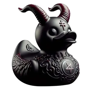 Resin Duck Satan Devil Goth Emo Pentagram Gag Dark Novelty Halloween Not Rubber - Picture 1 of 2