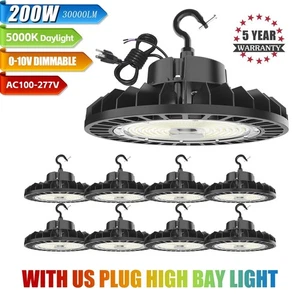 8PACK LED High Bay Light Fixtures 30000lm (Eqv.800W MH/HPS) 200W 5000K US Plug - Picture 1 of 10