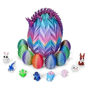 18Pcs 3D Printed Dragon with Egg, Mini 3D Printed Animals, 3D Dragon Eggs with - Picture 1 of 7