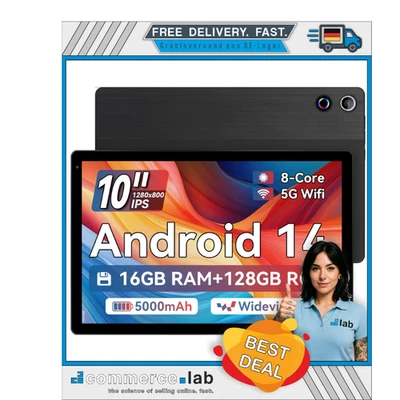 Tablet 10 Zoll (2025), Android 14 Tablet 10.36 Zoll Octa-Core,1280x800 IPS,16... - Bild 1 von 4