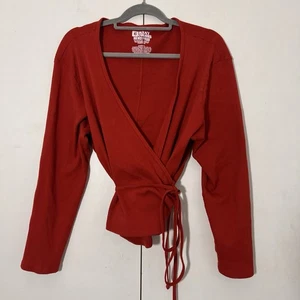 Top envolvente Big Bud Press para mujer 3X rojo algodón orgánico elástico manga larga acanalado - Imagen 1 de 7