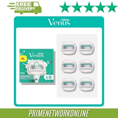 Gillette Venus Pro ComfortGlide Sensitive Razor Blades, 6 Pack 100% ORIGINAL ⭐⭐