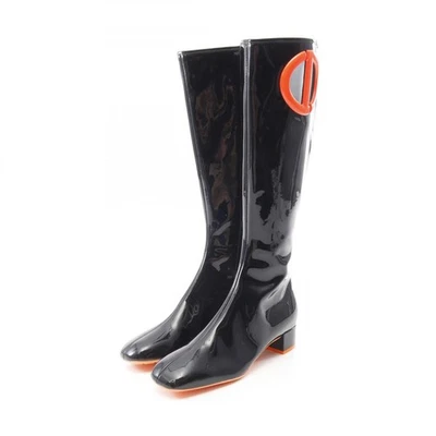 Christian Dior CD long boots Patent leather Black Orange Used Women #37 - Image 1 of 4