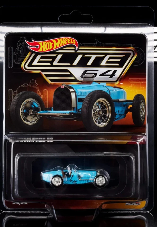 Hot Wheels Elite 64 Bugatti Type 59 Blue Brand New Sealed With Protector - Image 1 of 4