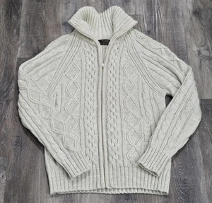 Suéter Thane Vintage Off White Cremallera Completa Para Hombres L Pescador’s Cable Tejido Años 70 80  - Imagen 1 de 8