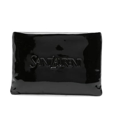 Bolso sin asas SAINT LAURENT negro imitación charol pequeño bolsa hinchada $825 Foto 1 de 4