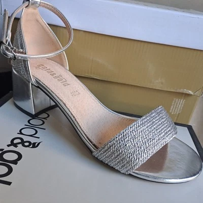 SANDALI DONNA pelle  36 TACCO basso argento prestigiosi gold e gold - Immagine 1 di 4