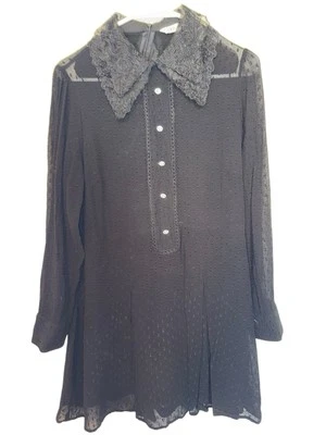 Mameluco ZARA Negro Transparente Estrás Mangas Largas Talla Grande Cuello Encaje Foto 1 de 4