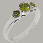 Solid 10K White Gold Natural Peridot Womens Trilogy Ring - Sizes 4 To 12
