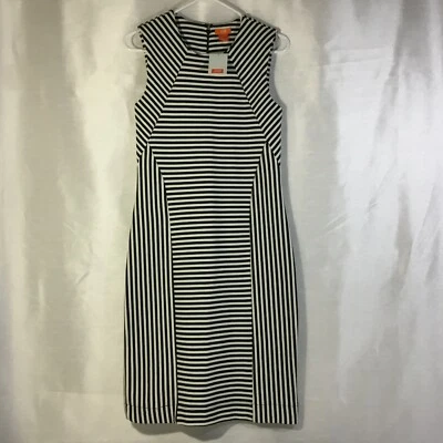 Vestido vaquero elástico a rayas blanco y negro Joe Fresh con cremallera trasera Foto 1 de 4