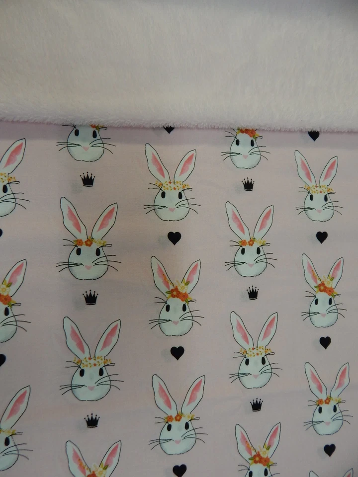 Wonderland Bunnies Pink - Bassinet Capsule Moses Basket Minkee Fleece Backed   - Image 1 of 1