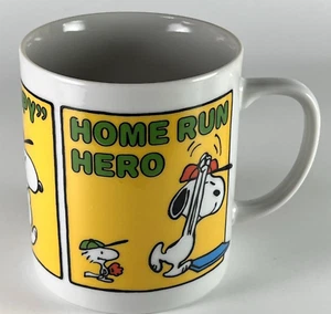 Vtg Peanuts Snoopy Coffee Cup Mug Multicolor Home Run Hero Baseball Ceramic - Picture 1 of 11